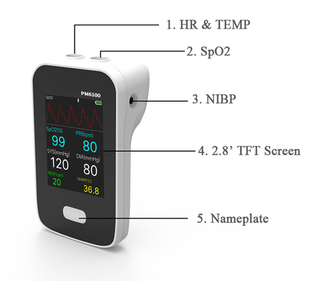 Multiparameter Patient Monitor 1.5kg Bluetooth Data Transfer Heart Rate Measurement
