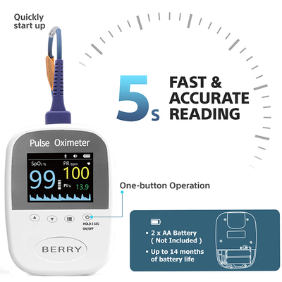 Medical Use Finger Pulse Oximeter 8 Hours Battery Life Accurate ±2%